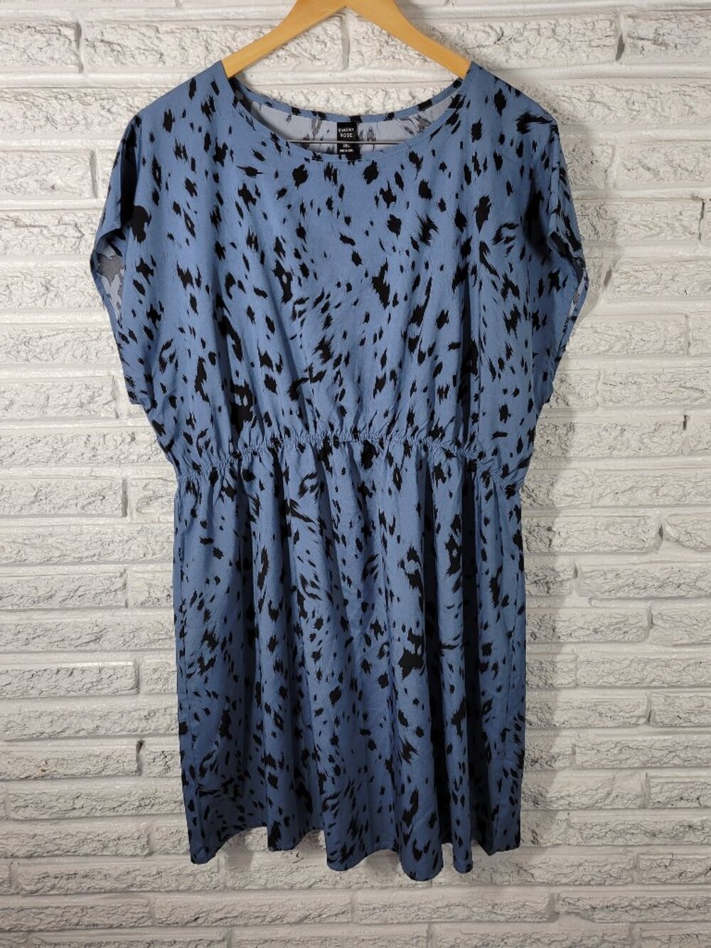 Emery Rose Womens Plus 2XL Dress Fit Flare Mini Sleeveless Blue Black WAT53E - Picture 1 of 12